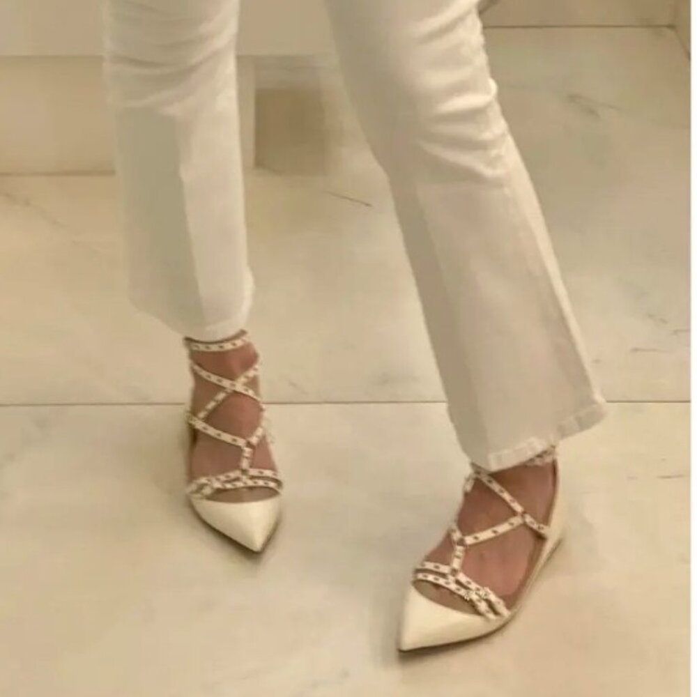 VALENTINO Leather "Love Latch" Cage Ankle Strap Ballet Flats - ITALIAN SIZE 38 - Picture 2 of 13
